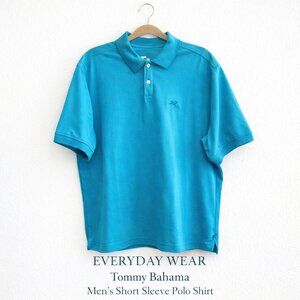 Tommy Bahama Men’s Blue Cotton Blend Polo Shirt Short Sleeve Size L NWOT